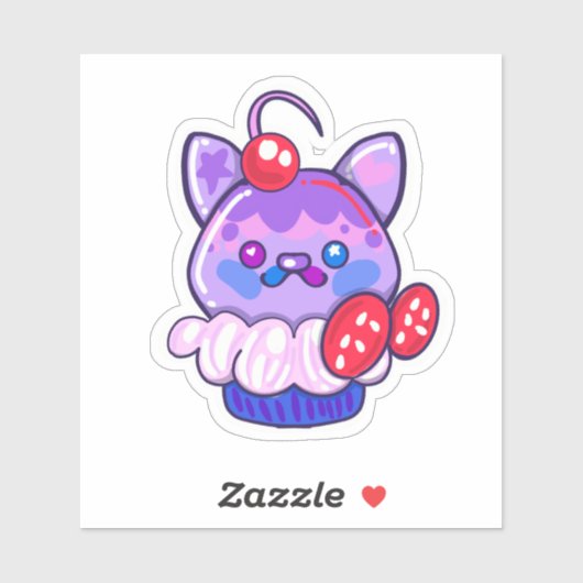 Autocollant cupcake Kawaii Kitty (Feuille)