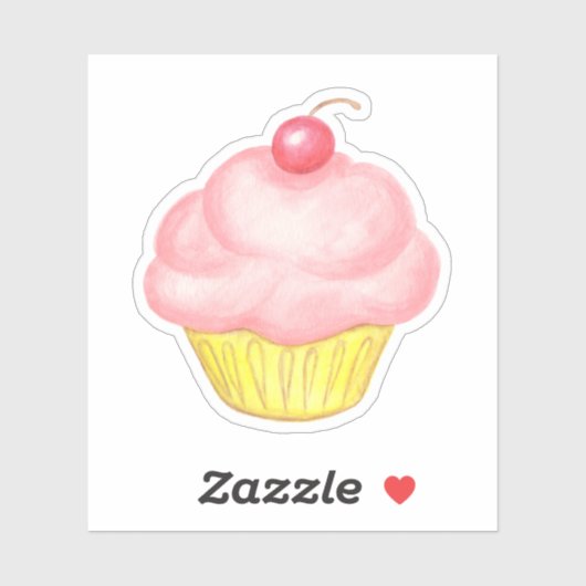 Autocollant Cupcake Rose (Feuille)