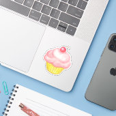 Autocollant Cupcake Rose (Ordinateur portable avec iPhone)