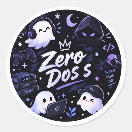 Autocollant Cute Gamer Ghost Zero Doss - Cod esthé (Devant)