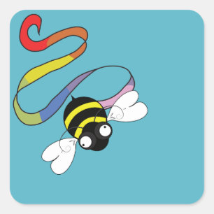 Autocollant d'abeille au ruban arc-en-ciel