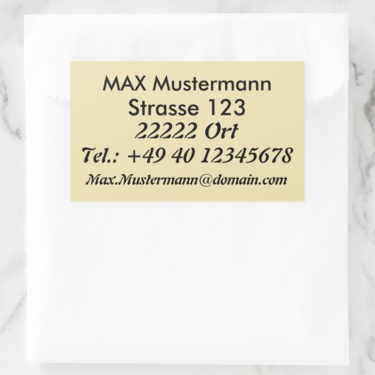 Autocollant d'adresse (Sac)