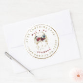 Autocollant d'adresse circulaire Fleurs de Bourgog (Enveloppe)