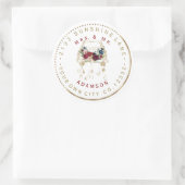 Autocollant d'adresse circulaire Fleurs de Bourgog (Sac)