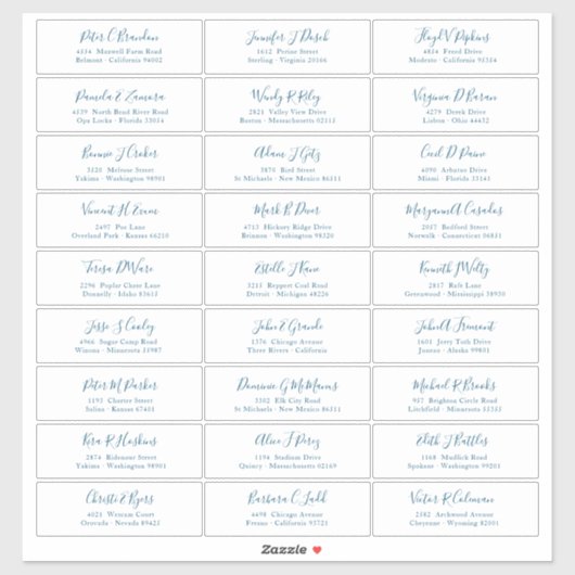 Autocollant d'adresse de noms d'invités de script (Feuille)