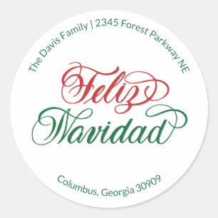 Autocollant d'adresse de retour Feliz Navidad
