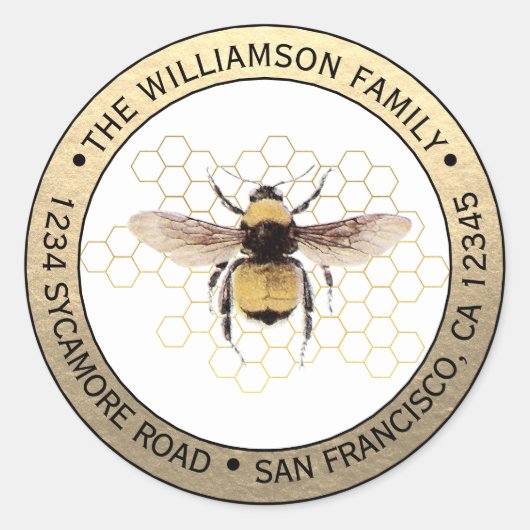 Autocollant d'adresse de retour ronde Rustique Bum (Devant)