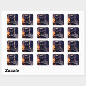 Autocollant d'adresse Halloween Chat Noir et Citro (Feuille)