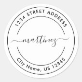 Autocollant d'adresse rond blanc minimal moderne n (Devant)