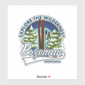 Autocollant d'affiche de ski Bozeman Montana (Feuille)