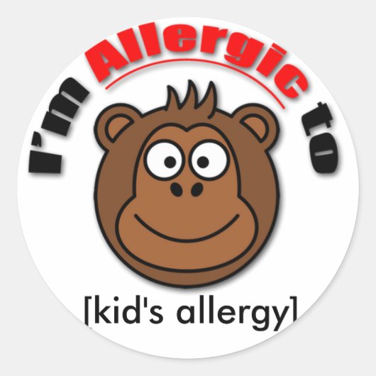 Autocollant d'allergie pour enfants personnalisabl (Devant)