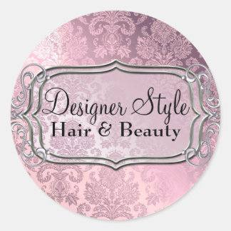 Autocollant damassé à paillettes roses