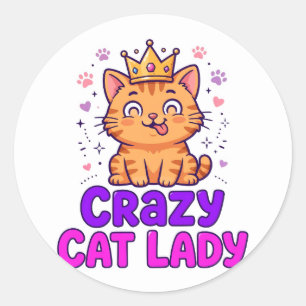Autocollant Dame Chats Folle