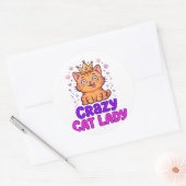 Autocollant Dame Chats Folle (Enveloppe)