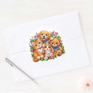 Autocollant d'amis d'animaux mignons