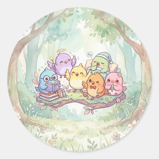 Autocollant d'amis de bébé oiseau mignon (Devant)