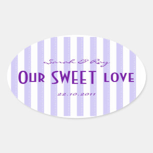 Autocollant d'amour à bande de bonbons violet et b