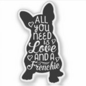Autocollant d'amour de Bouldog français mignon (Devant)