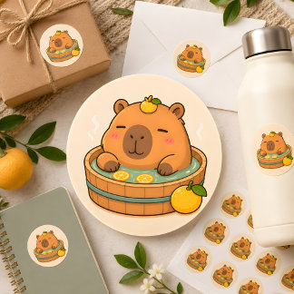 Autocollant d'animal mignon Capybara Yuzu Spa Kawa