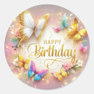 Autocollant d'anniversaire à motif papillon