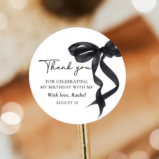 Autocollant d'anniversaire à nœud noir Coquette él
