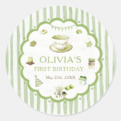 Autocollant d'anniversaire à rayures de matcha ver (Devant)