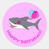 Autocollant d'anniversaire avec requin mignon (Devant)