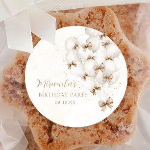 Autocollant d'anniversaire Ballons à ruban beige