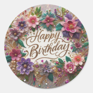 Autocollant d'anniversaire : Belle conception flor