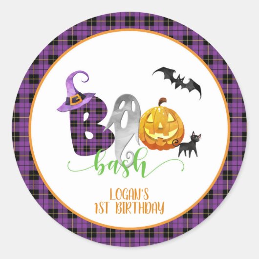 Autocollant d'anniversaire Boo Bash - Personnalisé (Devant)