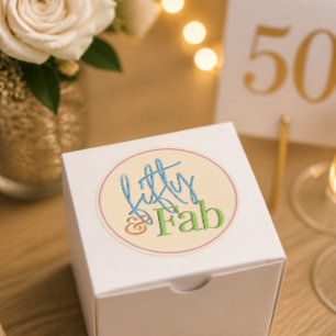Autocollant d'anniversaire coloré Fifty and Fab