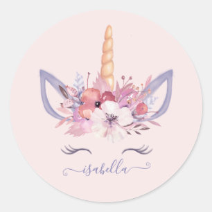 Autocollant d'anniversaire d'aquarelle florale Uni