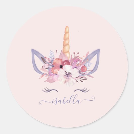 Autocollant d'anniversaire d'aquarelle florale Uni (Devant)