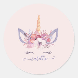 Autocollant d'anniversaire d'aquarelle florale Uni