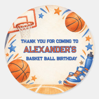 Autocollant d'anniversaire de Basketball Bash