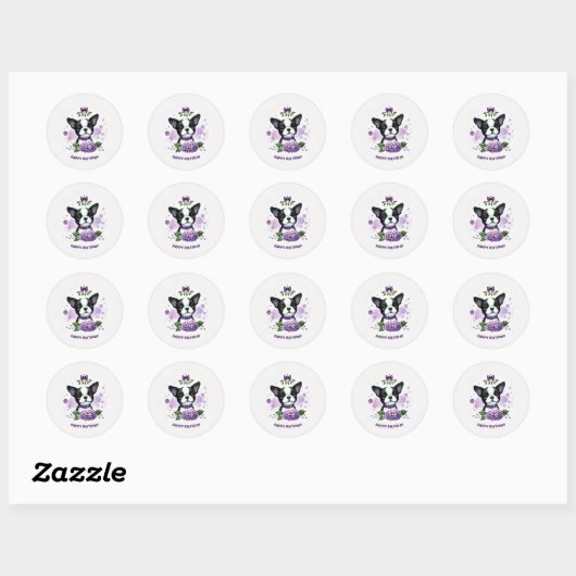 autocollant d'anniversaire de Boston terrier (Feuille)