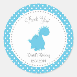 Autocollant d'anniversaire de Dinosaur