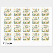 Autocollant d'anniversaire de dinosaure mignon (Feuille)