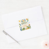 Autocollant d'anniversaire de dinosaure mignon (Enveloppe)