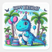 autocollant d'anniversaire de dinosaure, soirée di (Devant)