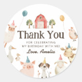 Autocollant d'anniversaire de ferme fille (Devant)