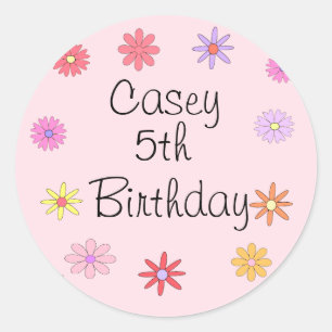 Autocollant d'anniversaire de fleurs