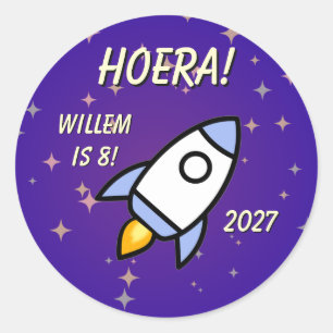 Autocollant d'anniversaire de fusée d'astronaute b