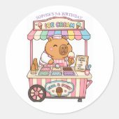 Autocollant d'anniversaire de glace de capybara Ka (Devant)