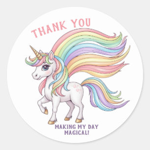 Autocollant d'anniversaire de Licorne Magique Ét