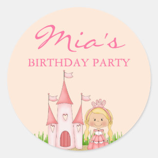Autocollant d'anniversaire de princesse rose