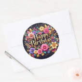 Autocollant d'anniversaire : design floral coloré (Enveloppe)