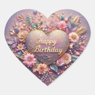 Autocollant d'anniversaire en forme de coeur