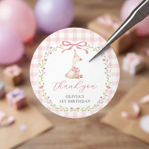 Autocollant d'anniversaire Fille en vichy rose Sil