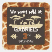 Autocollant d'anniversaire girafe à motif animal (Devant)